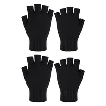 2 Pairs Fingerless Compression Gloves, Anti-Arthritis Winter Knit Gloves for Pain Relief and Mobility Support