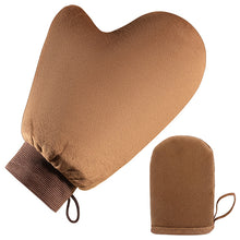 2-Piece Self Tanning Mitt Set, Reusable Velvet Applicator Gloves with Thumb & Mini Face Mitt for Even Tan